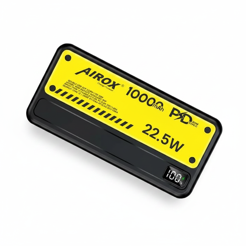 AIROX 10000mAh 22.5W Power Bank flat lay view